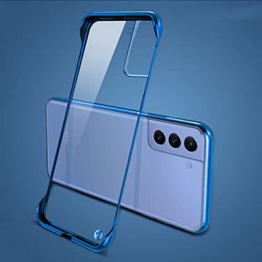 Imagem de Estojo sem moldura de revestimento ultrafino para Samsung Galaxy S22 S21 FE S20 Note20 Ultra S10 Plus PC rígido claro proteger tampa traseira Shell, azul, para Note20 (5G)