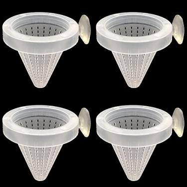 Imagem de Ailinda 4 peças de alimentador para aquário vermelho vivo de minhocas, copo de planta, salmoura, camarão, plástico, alimentador de peixes para aquários com sugadores