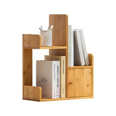 Imagem de KIZQYN Estante de livros com armário estante independente armário de exibição de armazenamento, estante de madeira rústica para sala de estar quarto estante (tamanho: 1)