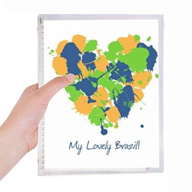 Imagem de Caderno My Lovely Brasil em forma de coração com folhas soltas recarregáveis para diário de papelaria