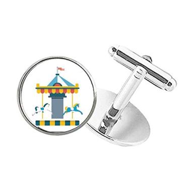 Imagem de DIYthinker Amazing Funny Park Carousel Ilustração de Carrossel Botão Redondo Abotoaduras