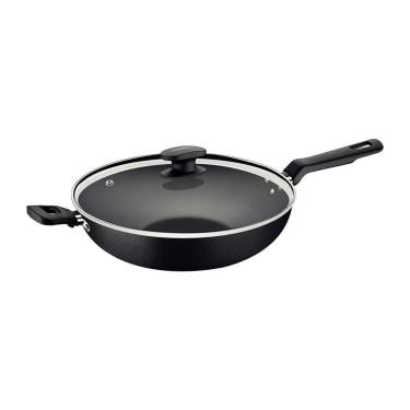 Imagem de Wok Com Cabo Loreto Alumínio Revestimento Antiaderente 28 cm 3,3 l Grafite - Tramontina 20394028