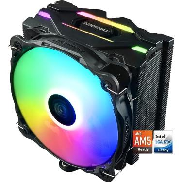 Imagem de Enermax Refrigerador de ar de CPU RGB endereçável ETS-F40, AMD AM4/Intel LGA 1200/1151, 4 tubos de calor de contato direto, ventilador PWM de 140 mm, 200W+ TDP, ARGB de 5V de 3 pinos, preto