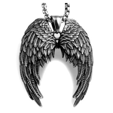 Imagem de Cordão com Pingente em Aço Inox Asas de Anjo da Guarda