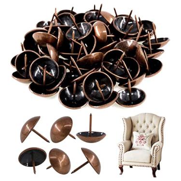 Imagem de Rustark — Conjunto de pinos decorativos para decoração de estofamento antigo para móveis, sofás, tachas, unhas, pinos para móveis estofados — Cobre vermelho, 1-3/16'' [60pcs]