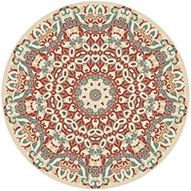 Imagem de Tapete floral redondo para o ano todo, tapete retrô chique gasto, para sala de estar/quarto/cozinha/porta/lavanderia, Cx-02,80 cm