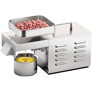 Imagem de Máquina de prensa de óleo de cozinha 1500w Extrator de prensa de óleo automático elétrico Prensa de óleo de aço inoxidável, prensagem a quente e a frio, rendimento de óleo> 90%, 42,5x31x18cm