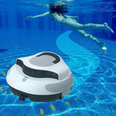 Imagem de Aspirador de piscina sem fio para piscina acima do solo, limpador robótico automático de piscina, motores de acionamento duplo, aspirador de piscina com estacionamento automático, aspirador para pisci