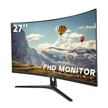 Imagem de CRUA Monitor curvo de 68.6 cm, painel VA FHD (1920 x 1080P) 100 Hz 120% sRGB, biséis estreitos em três lados, filtro de luz azul, escritório e dormitório (HDMI, VGA) - preto