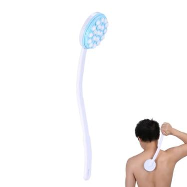 Imagem de Aplicador de loção traseira, massageador de banho com alça longa nas costas, fácil de alcançar, aplicador de loção para o corpo, massageador de escova de banho para os pés perna.