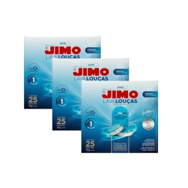 Imagem de Kit 3 Un Jimo Lava Louças Multicamadas com 25 pastilhas de 15g Detergente Concentrado Desengordurante e Mais Brilho