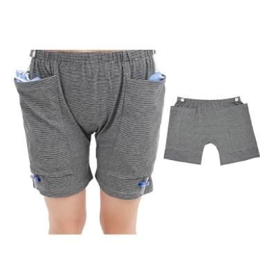 Imagem de Calças para cuidados com incontinência, roupa íntima com cateter para idosos com bolsos duplos, bolsa de drenagem de urina, bolsa de nefrostomia para pacientes com incontinência e ostomia (mulheres,