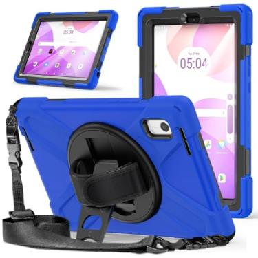 Imagem de Capa infantil à prova de choque segura para PC + alça de ombro de silicone para tablet Lenovo Tab M9 2023 de 9,0 polegadas TB-310FU TB-310XU (azul, para Lenovo Tab M9)