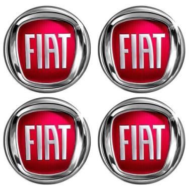Imagem de Jogo Emblema Calota Fiat 51MM Vermelho/Cromado O Estradão - O ESTRADAO
