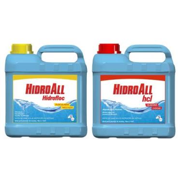 Imagem de Kit Clarificante Hidrofloc E Algicida De Choque 5L Hidroall