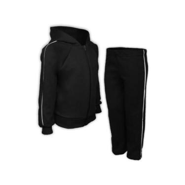Imagem de Conjunto Infantil Abrigo Agasalho Calça Blusa Frio Preta - Del France,
