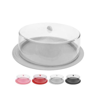 Imagem de Boleira c/ Tampa Plástica Bolos Doces Gourmet Decoração 30cm - Plas Tu