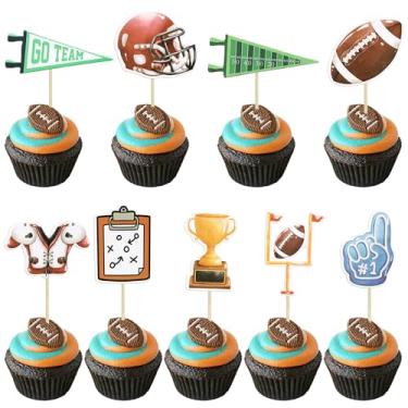 Imagem de Gyufise 36Pcs Toppers de Copa de Futebol para Aniversário, Chá de Bebê e Festa de Super Bowl - Múltiplo Cores