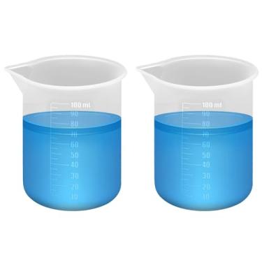 Imagem de 2 copos medidores de lavanderia, copos medidores de líquido de silicone de 100 ml, copo dispensador de detergente para roupas reutilizável para detergente líquido, dormitório doméstico, sem bagunça ou