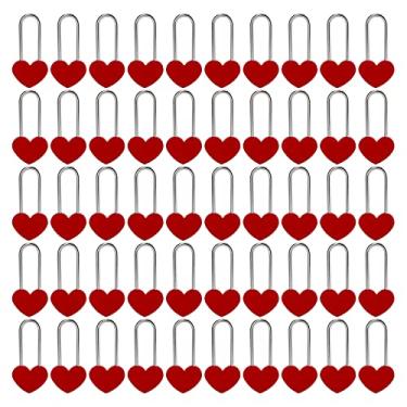 Imagem de VeYocilk 50 peças, 8,9 cm, 50 mm, cadeado de coração único vermelho para amantes de casamento, dia dos namorados, aniversário, viagem (sem chave)