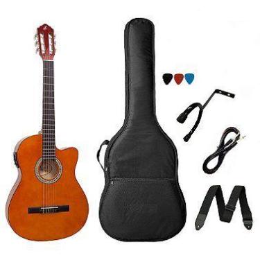 Imagem de Kit Violão Start by Giannini NF14 Elétrico Flat Nylon com Afinador - N