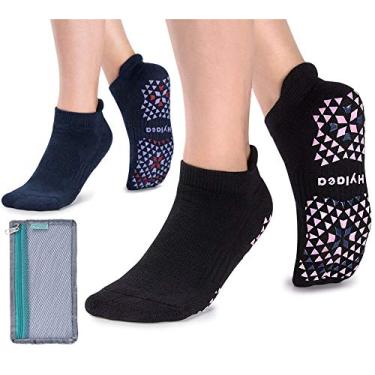 Imagem de Hylaea Meias antiderrapantes unissex com aderência para ioga, hospital, pilates, barra, tornozeleira acolchoada