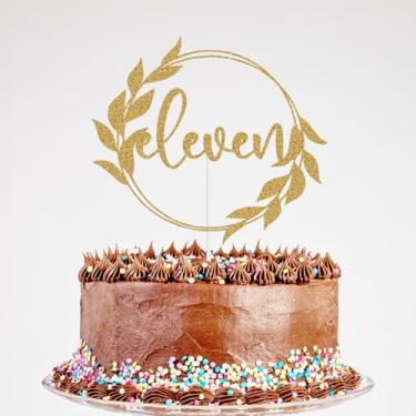 Imagem de Eleven Cake Topper, Happy 11th Birthday Anniversary Party Cake Decor, Hello 11, Cheers to 11 Years Birthday Party Decorations Gold Glittter