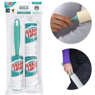 Imagem de Kit 1 Rolo Adesivo + 2 Refil 30Folhas Tira Pelo Fiapos Roupa - Flash L