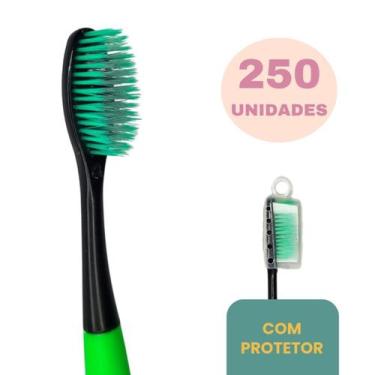 Imagem de Kit 250 Escovas De Dente Macia Com Capa Protetora - Escova de Dente