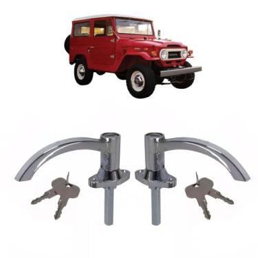Imagem de Par Maçaneta Porta Dianteir Chave Cromada Toyota Bandeirante - Superce