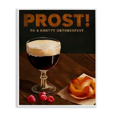 Imagem de Stupell Industries Prost Beer & Pretzel Framed Giclee Wall Art Design por The Whiskey Ginger, moldura branca, 61 x 76 cm