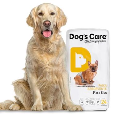 Imagem de DOG’S CARE Fralda Descartável Para Cães Machos - Fralda Absorvente Para Cachorros Idosos e Filhotes - Tamanho G - Cintura de 53 a 76cm - 24 Unidades