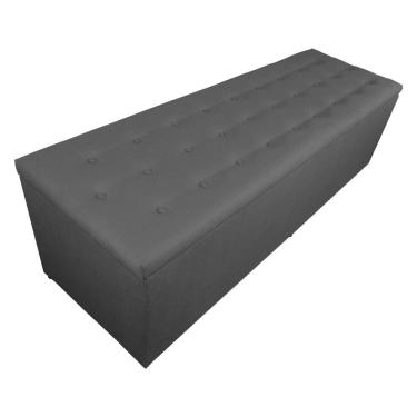 Imagem de Calçadeira Recamier Baú Casal Super King 195cm Juliana Cinza - DS Estofados