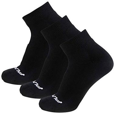 Imagem de Meias de caminhada acolchoadas Pure Athlete masculinas, femininas – Meia de algodão grosso no tornozelo, Black - 3 Pairs, Large-X-Large