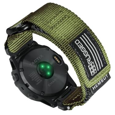 Imagem de Pulseira de relógio esportivo de nylon, pulseira militar de 26 mm compatível com Garmin Fenix 8 51 mm/7X/7X Pro/6X/6X Pro/5X/5X Plus, Tactix 7 Pro/Delta, Quatix 6X/5X, Descent MK1/MK2, Instinct 2X,