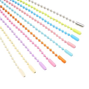 Imagem de Beadthoven 200 peças de correntes de esferas coloridas em massa chaveiro de 2 mm correntes de etiqueta de cachorro 9,86 cm correntes de pendurar correntes de bola de metal com conector para fazer