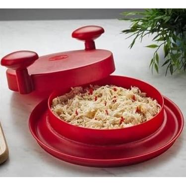 Imagem de Desfiador Manual de Carne e Frango com Recipiente, Triturador de Alimentos, Vermelho