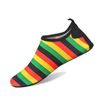Imagem de VOARYISA Sapatos aquáticos para mulheres e homens sapatos de natação de secagem rápida para surfe ao ar livre yoga exercício bandeira da Jamaica Reggae Rasta do Caribe, África, 8.5-9 Women/7.5-8 Men