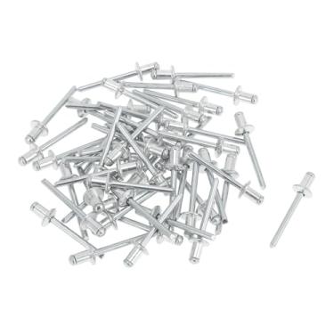 Imagem de INFINAUTO Cabeça de cúpula grande flange rebites cegos 4,8 mm diâmetro de aderência 6 mm comprimento de aderência 9,5 mm diâmetro da flange liga de alumínio ferro tom prata