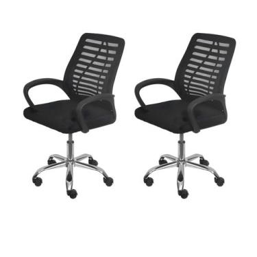 Imagem de Kit 2 Cadeiras Escritório Diretor Office Tela Mesh Viena 3324 Preto - 