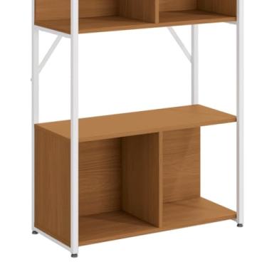 Imagem de Estante Estilo Industrial Metal E Madeira Organizador 202x72cm - Canela/Branco