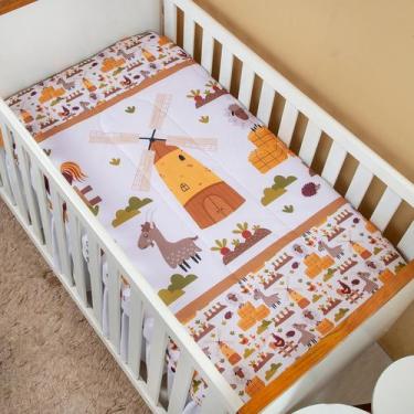 Imagem de Edredom Berço Americano para Bebê Menino Sublimado - Carinha de Anjo, 