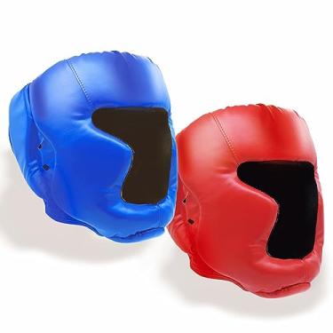 Imagem de Pacote com 2 equipamentos de boxe Taekwondo Sparring Gear MMA Gear Muay Thai Boxe Capacete de Segurança Boxe Equipamento de Proteção para Homens Mulheres Iniciantes (Azul e Vermelho)