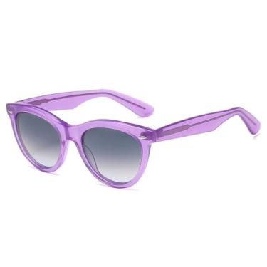 Imagem de Moda Acetato Mulheres Óculos de Sol Retro Moldura Redonda Lente de Vidro Ao Ar Livre Viagem Pesca Carro Dirigindo UV400, C4