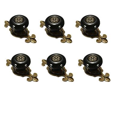 Imagem de Puxador de porta de cerâmica 6 peças puxadores retrô armário de porta para cozinha, gaveta de quarto, armário, peito, caixa, cômoda, armário, etc. com parafusos (Bronzeblack)