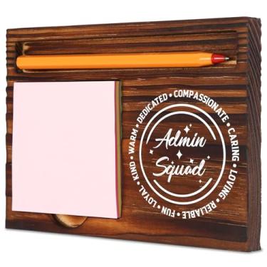 Imagem de TRCENDE Presente de esquadrão administrativo para administradores e assistentes de escritório, bloco de notas e suporte de caneta de madeira de pinheiro, organizador de mesa de agradecimento para