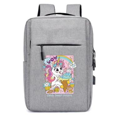 Imagem de Mochila USB Escolar Infantil Estampa Unicórnio Interface Para Notebook