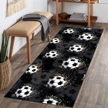 Imagem de Tapete infantil 5 x 15 cm, divertido, esportivo, para meninos, meninas, crianças, com estampa de bolas com tapete de porta, tapetes de futebol para sala de estar, aplicar no baile, quarto, sala de