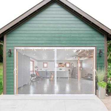 Imagem de Tela magnética para porta de garagem cortina de rede de malha de 2,7 x 2,1 m, compatível com animais de estimação, capa retrátil de fibra de vidro para garagem, pátio, marquise, varanda, gazebo