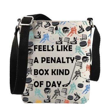 Imagem de Presente para jogadores de hóquei no gelo "Feels Like a Penalty Box" Kind of Day Bolsa tiracolo presente para amantes do esporte, Parece um P Xk
